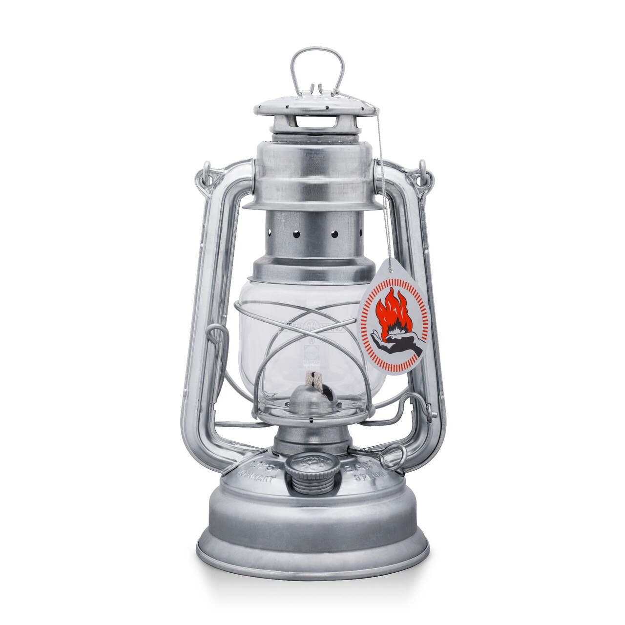 Feuerhand Outdoor Kerosene Fuel Lantern, German Made Weather Resistant Baby Special 276 Galvanized Hurricane Lamp for Camping or Patio, 10 Inches